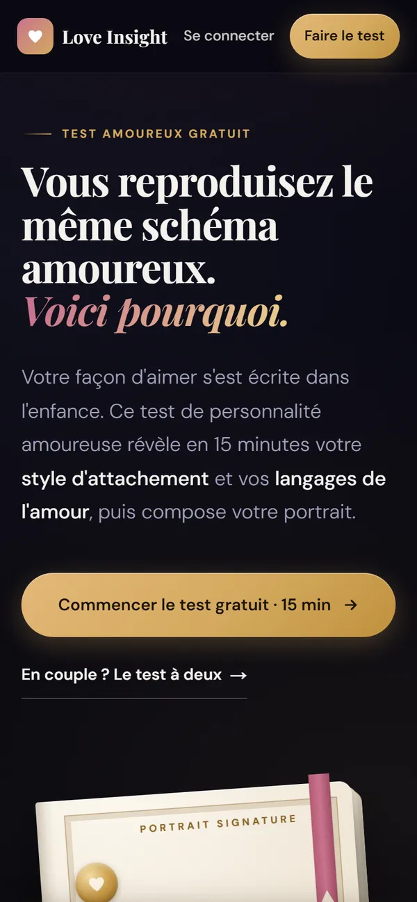 Love Insight sur téléphone